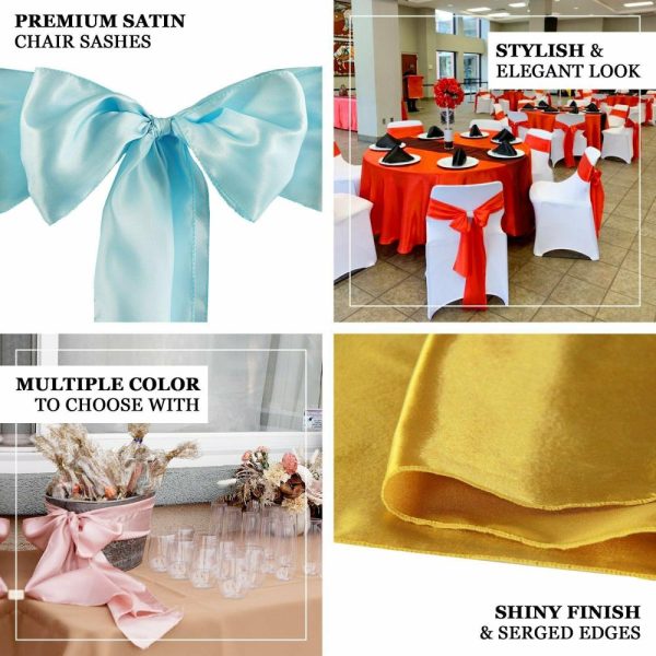 Satin Sashes |  5 Pack 6″x106″ Beige Satin Chair Sashes