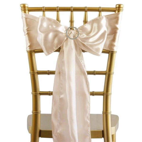 Satin Sashes |  5 Pack 6″x106″ Beige Satin Chair Sashes