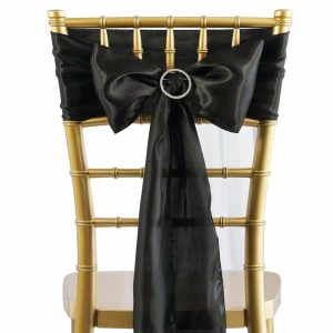 Satin Sashes |  5 Pack 6″x106″ Black Satin Chair Sashes