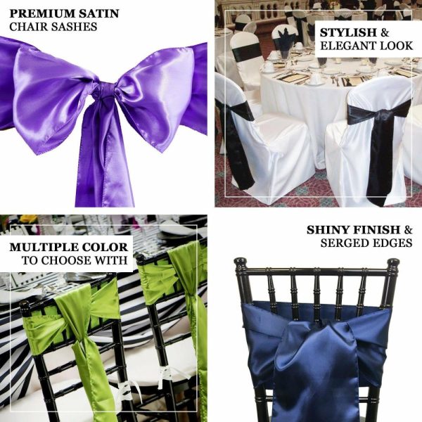 Satin Sashes |  5 Pack 6″x106″ Black Satin Chair Sashes