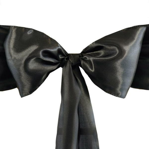 Satin Sashes |  5 Pack 6″x106″ Black Satin Chair Sashes