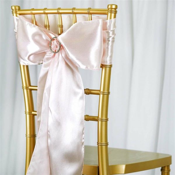 Satin Sashes |  5 Pack 6″x106″ Blush Satin Chair Sashes