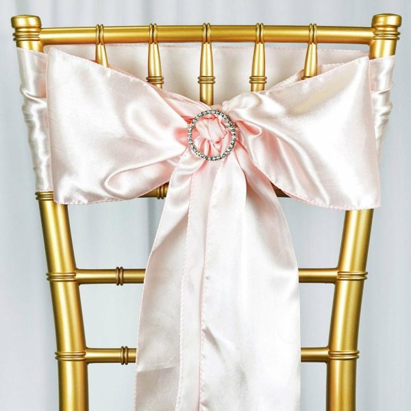 Satin Sashes |  5 Pack 6″x106″ Blush Satin Chair Sashes