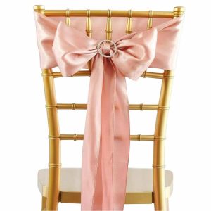 Satin Sashes |  5 Pack 6″x106″ Dusty Rose Satin Chair Sashes