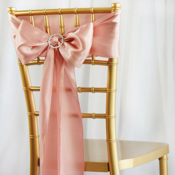 Satin Sashes |  5 Pack 6″x106″ Dusty Rose Satin Chair Sashes