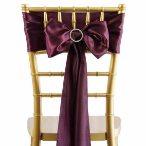 Satin Sashes |  5 Pack 6″x106″ Eggplant Satin Chair Sashes