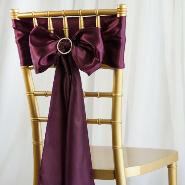 Satin Sashes |  5 Pack 6″x106″ Eggplant Satin Chair Sashes