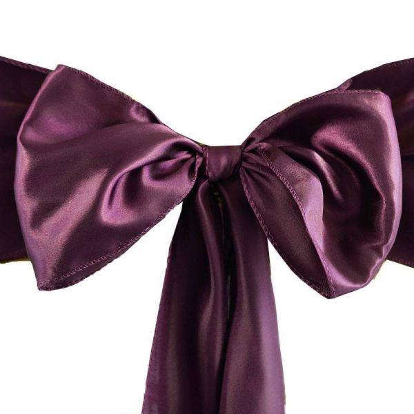 Satin Sashes |  5 Pack 6″x106″ Eggplant Satin Chair Sashes