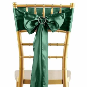 Satin Sashes |  5 Pack 6″x106″ Hunter Emerald Green Satin Chair Sashes