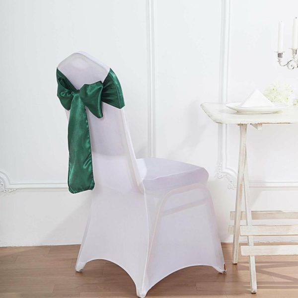 Satin Sashes |  5 Pack 6″x106″ Hunter Emerald Green Satin Chair Sashes