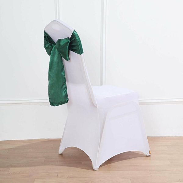 Satin Sashes |  5 Pack 6″x106″ Hunter Emerald Green Satin Chair Sashes