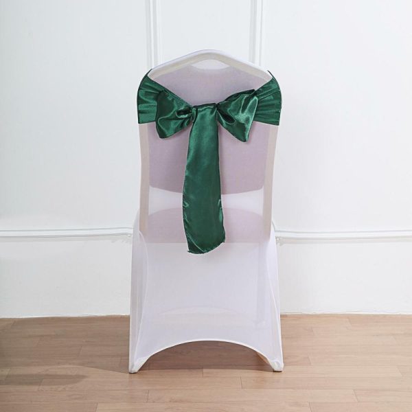 Satin Sashes |  5 Pack 6″x106″ Hunter Emerald Green Satin Chair Sashes