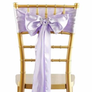 Satin Sashes |  5 Pack 6″x106″ Lavender Lilac Satin Chair Sashes