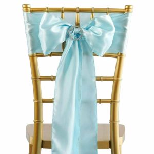 Satin Sashes |  5 Pack 6″x106″ Light Blue Satin Chair Sashes