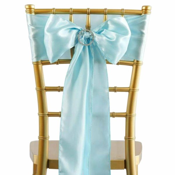 Satin Sashes |  5 Pack 6″x106″ Light Blue Satin Chair Sashes