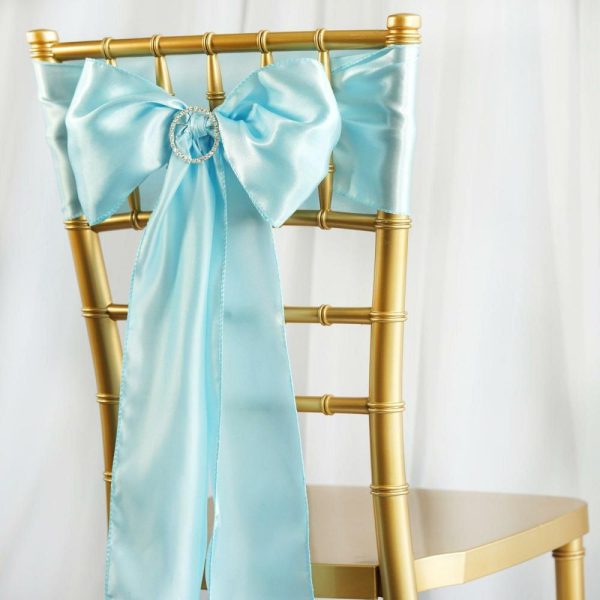 Satin Sashes |  5 Pack 6″x106″ Light Blue Satin Chair Sashes