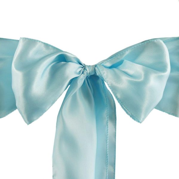 Satin Sashes |  5 Pack 6″x106″ Light Blue Satin Chair Sashes