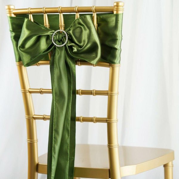 Satin Sashes |  5 Pack 6″x106″ Olive Green Satin Chair Sashes