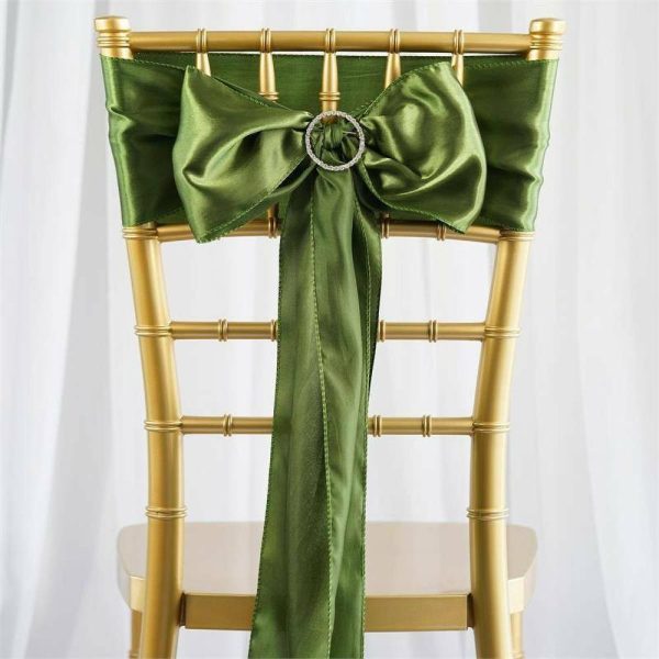 Satin Sashes |  5 Pack 6″x106″ Olive Green Satin Chair Sashes