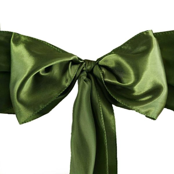 Satin Sashes |  5 Pack 6″x106″ Olive Green Satin Chair Sashes