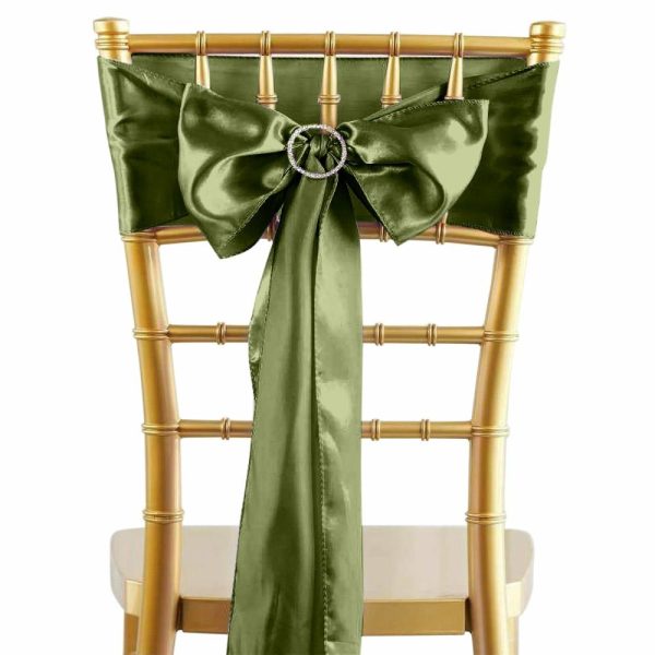 Satin Sashes |  5 Pack 6″x106″ Olive Green Satin Chair Sashes