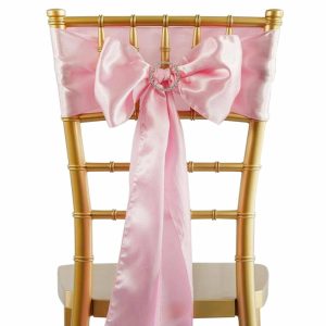 Satin Sashes |  5 Pack 6″x106″ Pink Satin Chair Sashes