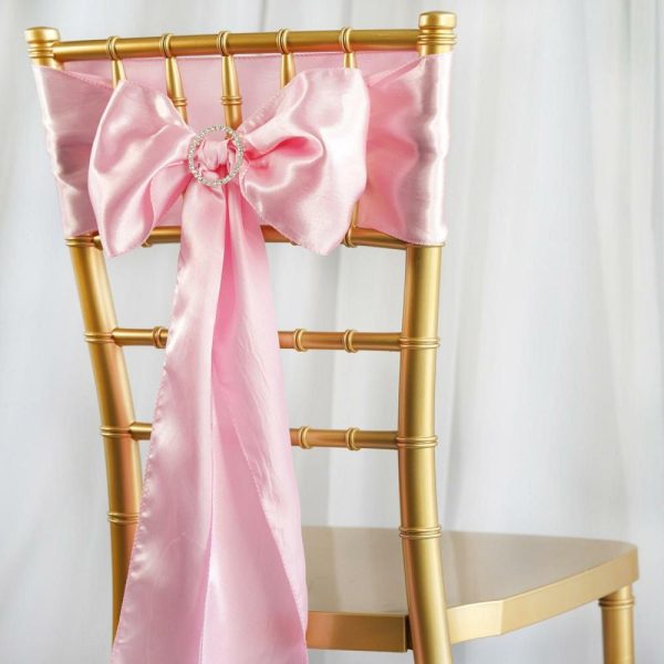 Satin Sashes |  5 Pack 6″x106″ Pink Satin Chair Sashes