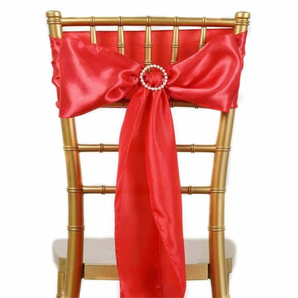 Satin Sashes |  5 Pack 6″x106″ Red Satin Chair Sashes