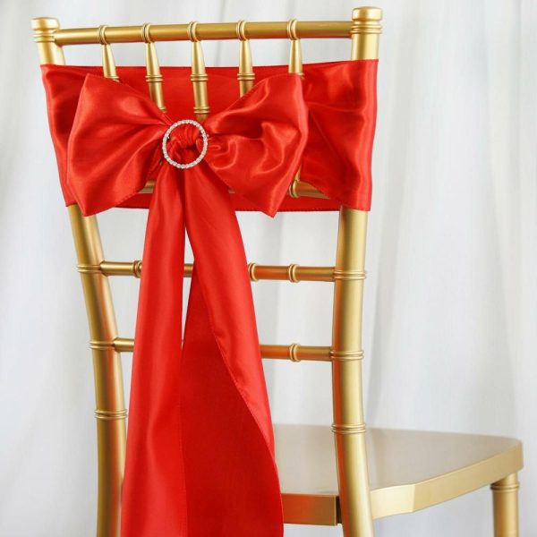 Satin Sashes |  5 Pack 6″x106″ Red Satin Chair Sashes