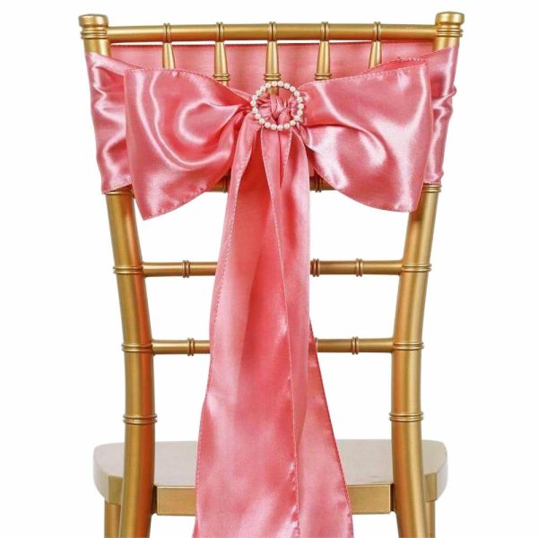 Satin Sashes |  5 Pack 6″x106″ Rose Quartz Satin Chair Sashes