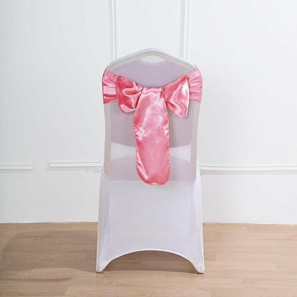 Satin Sashes |  5 Pack 6″x106″ Rose Quartz Satin Chair Sashes