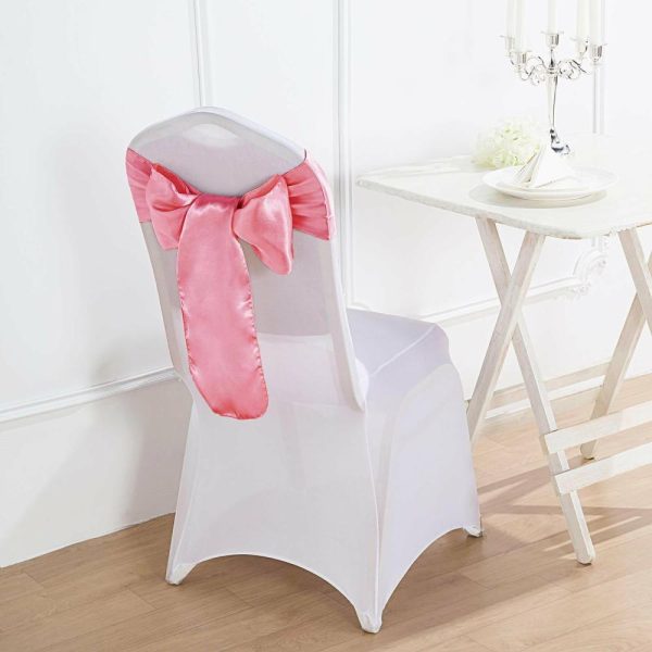 Satin Sashes |  5 Pack 6″x106″ Rose Quartz Satin Chair Sashes