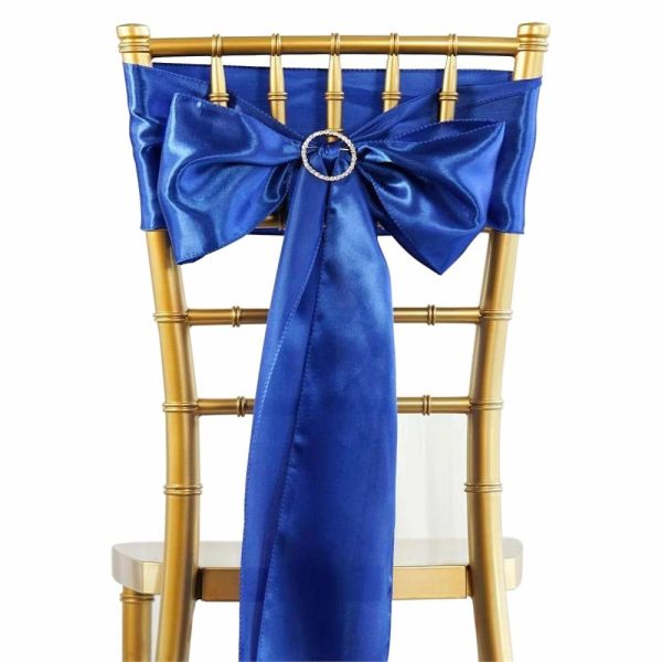 Satin Sashes |  5 Pack 6″x106″ Royal Blue Satin Chair Sashes