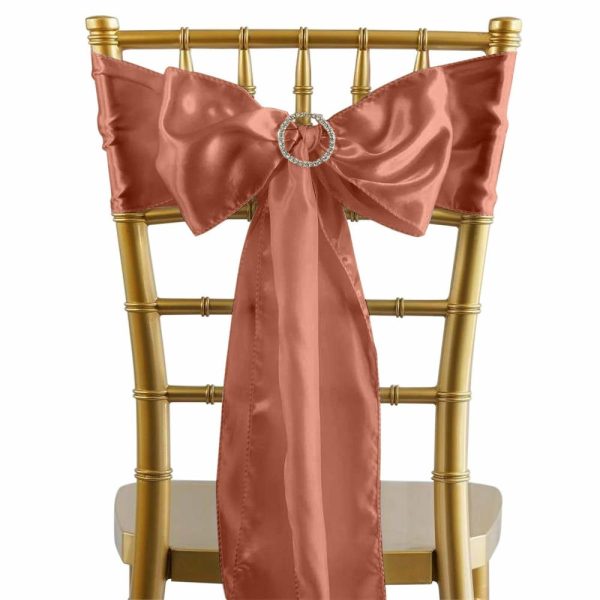 Satin Sashes |  5 Pack 6″x106″ Terracotta (Rust) Satin Chair Sashes