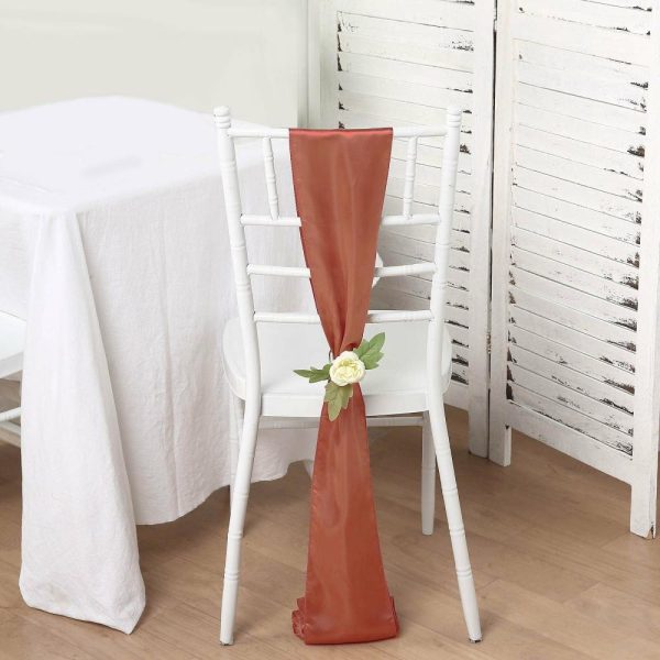 Satin Sashes |  5 Pack 6″x106″ Terracotta (Rust) Satin Chair Sashes