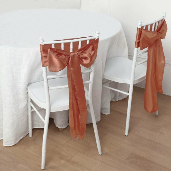 Satin Sashes |  5 Pack 6″x106″ Terracotta (Rust) Satin Chair Sashes