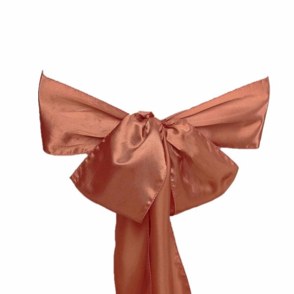 Satin Sashes |  5 Pack 6″x106″ Terracotta (Rust) Satin Chair Sashes