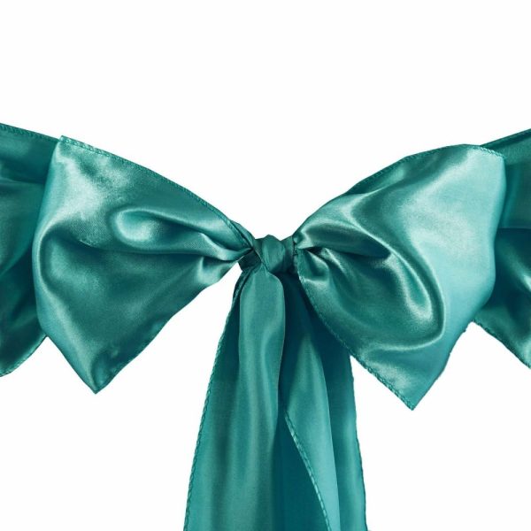 Satin Sashes |  5 Pack 6″x106″ Turquoise Satin Chair Sashes