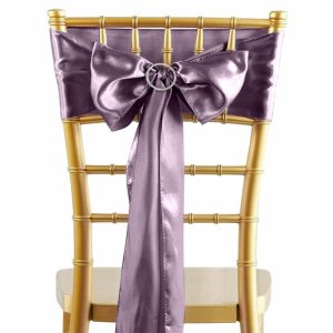 Satin Sashes |  5 Pack 6″x106″ Violet Amethyst Satin Chair Sashes