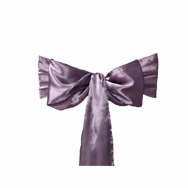 Satin Sashes |  5 Pack 6″x106″ Violet Amethyst Satin Chair Sashes