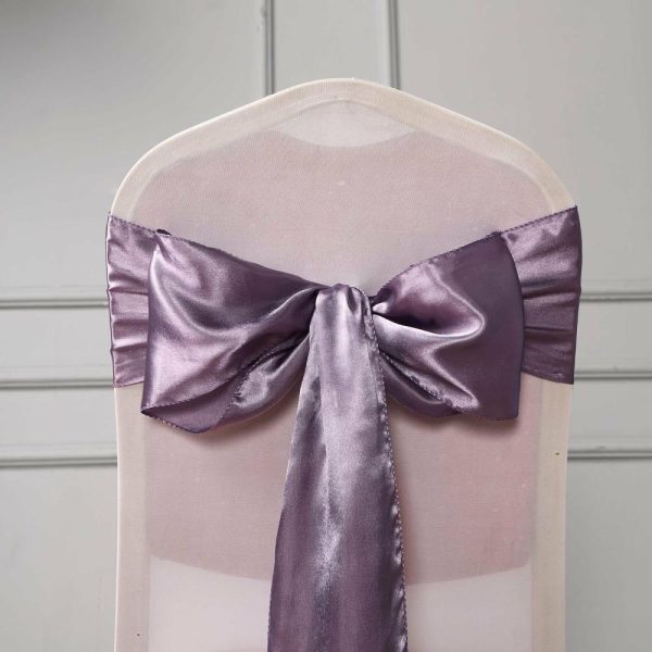 Satin Sashes |  5 Pack 6″x106″ Violet Amethyst Satin Chair Sashes