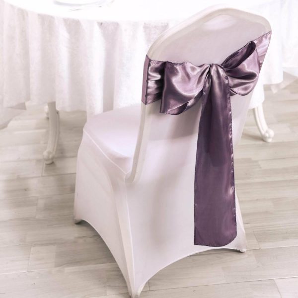 Satin Sashes |  5 Pack 6″x106″ Violet Amethyst Satin Chair Sashes