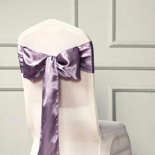 Satin Sashes |  5 Pack 6″x106″ Violet Amethyst Satin Chair Sashes