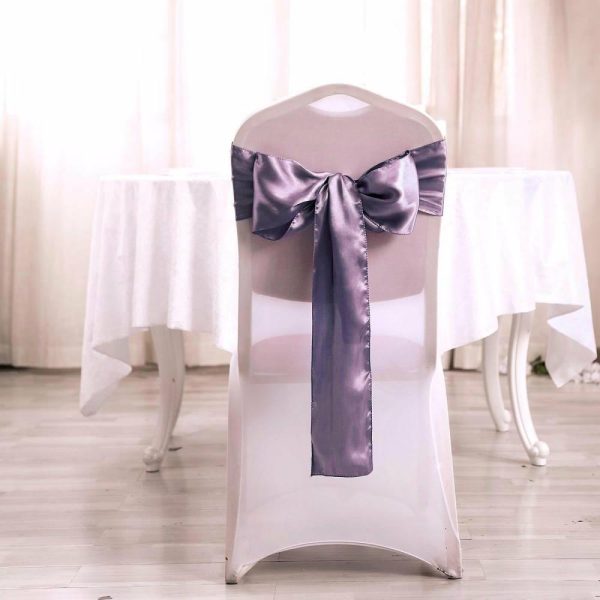 Satin Sashes |  5 Pack 6″x106″ Violet Amethyst Satin Chair Sashes