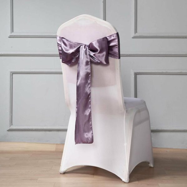 Satin Sashes |  5 Pack 6″x106″ Violet Amethyst Satin Chair Sashes