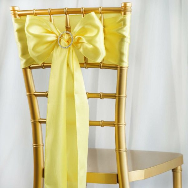 Satin Sashes |  5 Pack 6″x106″ Yellow Satin Chair Sashes