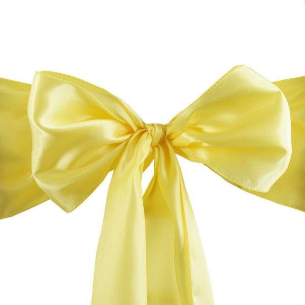 Satin Sashes |  5 Pack 6″x106″ Yellow Satin Chair Sashes