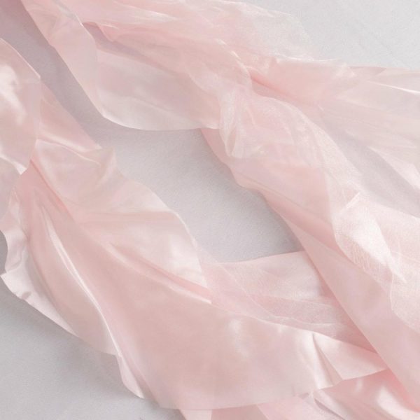 Satin Sashes |  5 Pack Blush Curly Willow Chiffon Satin Chair Sashes