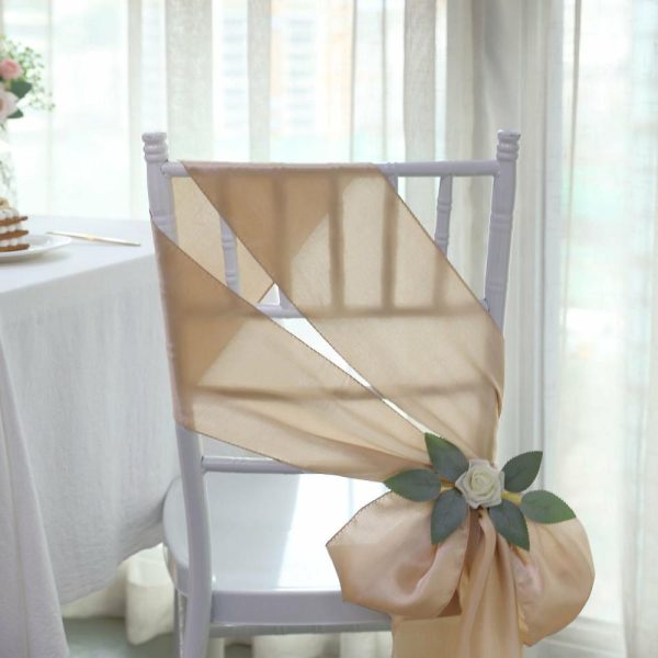 Satin Sashes |  5 Pack Nude Satin Chair Sashes 6″x106″