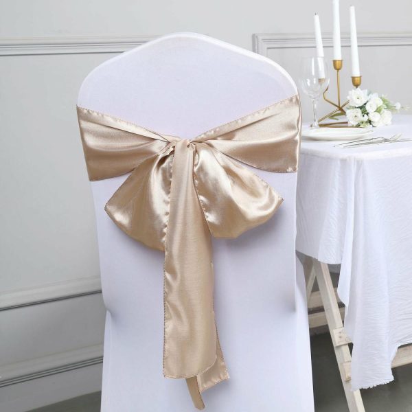 Satin Sashes |  5 Pack Nude Satin Chair Sashes 6″x106″